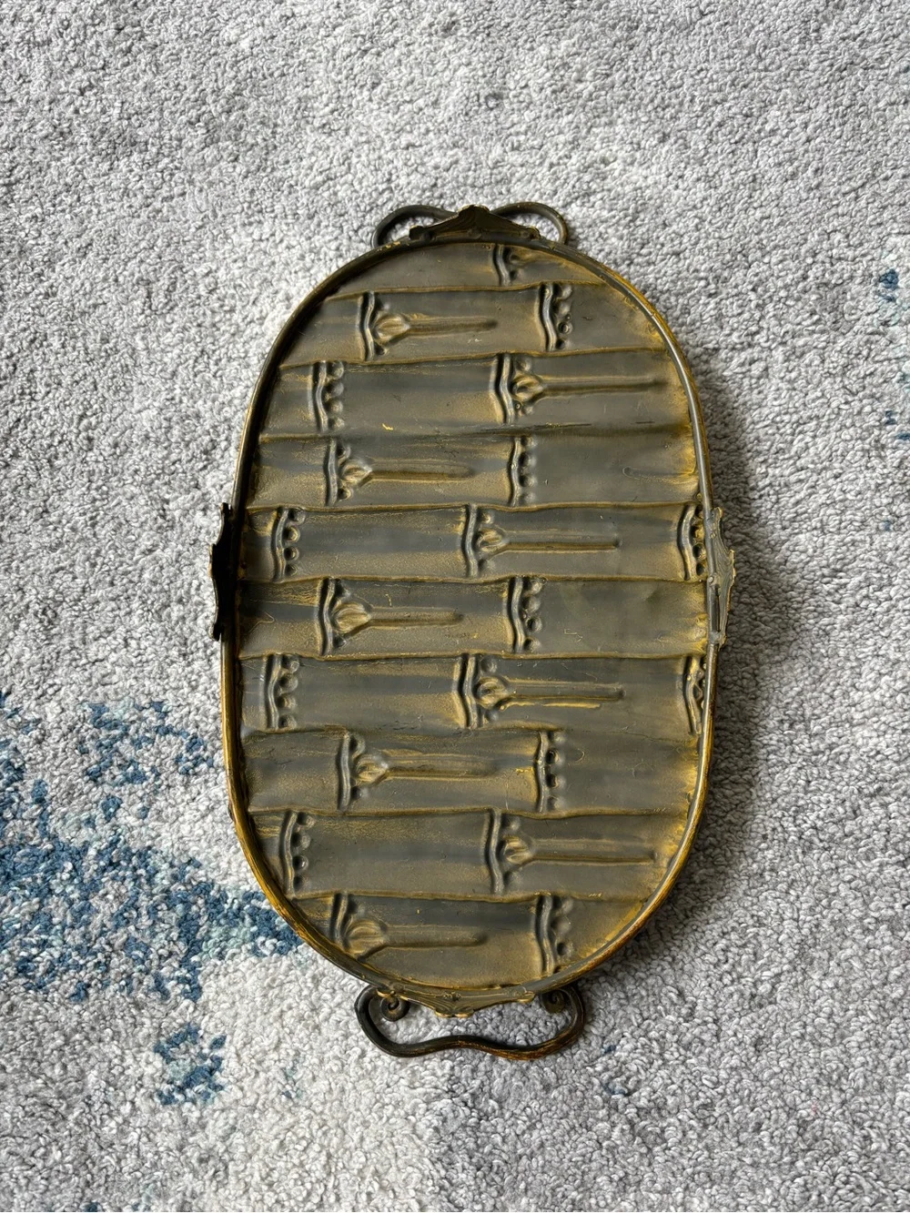 Vintage brass Bamboo pattern Tray with handles